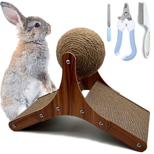 Kratzspielzeug für Katzen und Kaninchen, Sisal, Kaninchen, Kratzball, Anreicherungsspielzeug, Haustier-Kratzer, interaktives Spielzeug für den Innenbereich, Hasen, Frettchen, Chinchillas, Kleintiere von GIKIMO