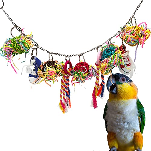 GILYGI Bird Swing Foraging Toys - Parrot Rattan Ball and Shredder Toys for or Small Bird Parakeets, Cockatiels, Conures, Budgie, Lovebirds, Finches von GILYGI