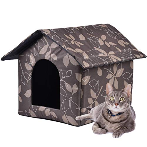 GIMOCOOL Haustier Haus Katzenhaus Hundehütte Katzenbett Hundebett Mit weichem Futter Faltbares Wetterfest Katzenhaus Tierheim Für Haustiere S/M/L von GIMOCOOL