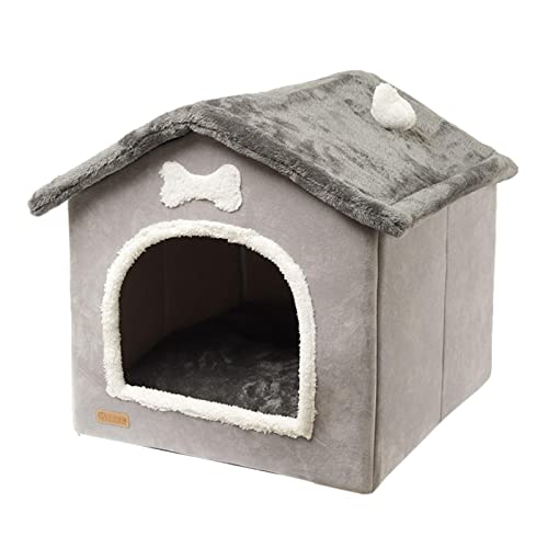 GIMOCOOL Hundehaus für den Innenbereich, geschlossenes, warmes Plüsch-Schlafnest, mit abnehmbarem Kissen, bezogen, für kleine Haustiere von GIMOCOOL