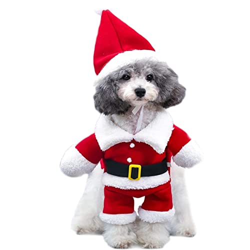 GIMOCOOL Lustige Weihnachtshundekostüme | Hund Weihnachtsmann Kostüm | Stehendes Weihnachtsmann-Kostüm für Hund und Katze, Weihnachtsfeier-Neujahrs-Outfit von GIMOCOOL