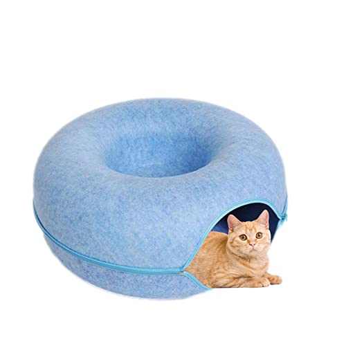 GIMOCOOL Rundes Tunnelbett für Katzen, Katzen-Donut-Tunnel Anti-Scratch-Filz-Katzen-Tunnelbett, Abnehmbarer Neuartiges Langlebiges Katzenspielzeug aus Filz, Kaninchen, Kätzchen, Welpen und Hunde von GIMOCOOL