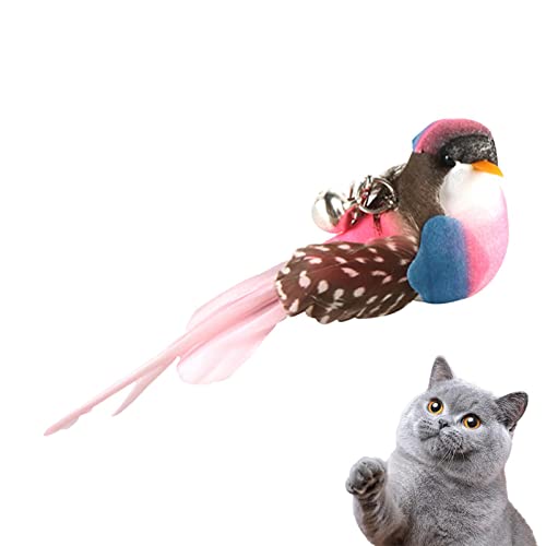GIMOCOOL Vogelspielzeug für Katzen,Austauschbarer Katzenspielzeugkopf mit Vogelform und Glocke | Handgefertigter Katzenstab, Spielzeugaufsätze, Vogelspielzeug für drinnen spielende Katzen von GIMOCOOL