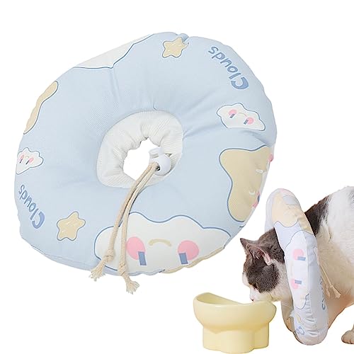 Kätzchenkegel nach Verletzung,Verstellbarer Kegel für Hunde und Katzen mit Kordelzug - Wolken-Druck-Katzenkegel zum Kratzen am Kopf, schützende Katzenkegel gegen Verletzungen, tolles Geschenk Gimocool von GIMOCOOL