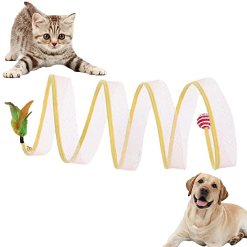 Katzentunnel Interaktives Katzen Spielzeug, Faltbar S-förmiges Katzentunnel Spieltunnel Spielzeug Mit Bällen und Crinkle, Hundetunnel Pet Play Tunnel Tube für Katzen Kaninchen Welpen und Kleine Tiere von GIMOCOOL