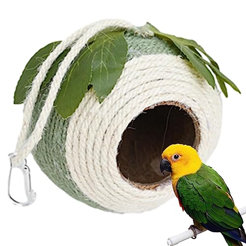 Kokosnuss-Vogelnesthütte | Vogelhaushütte | Tragbares handgewebtes Vogelnest-Hamster-Hängehaus für Spatzen, Schwalben, Papageien, Sittiche und Sittiche Gimocool von GIMOCOOL