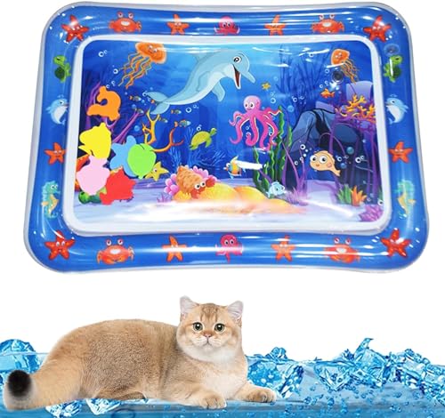 Sensorische Wassermatte für Katzen, wasserbefüllbare Katzen- und Hunde-Kühlmatten, dickes Spielwasser, sensorisches Pad, interaktives Katzenspielzeug für Katzen, Sommer (A) von GINGER TECH