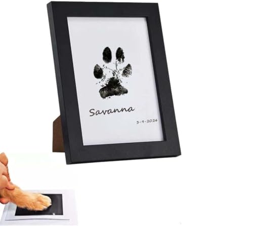 Pet Paw Printing Kit, Baby Handabdruck und Fußabdruck Kit, Pfotenabdruck Kit für Hunde & Katzen, Hundepfotenabdruck Kit Andenken mit Rahmen, Pet Paw Stamp Pad, Tintenloses Touch Ink Pad für Haustier von GINGER TECH