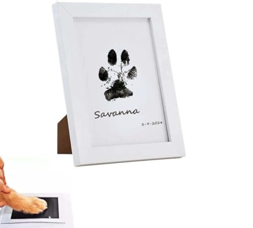 Pet Paw Printing Kit, Baby Handabdruck und Fußabdruck Kit, Pfotenabdruck Kit für Hunde & Katzen, Hundepfotenabdruck Kit Andenken mit Rahmen, Pet Paw Stamp Pad, Tintenloses Touch Ink Pad für Haustier von GINGER TECH