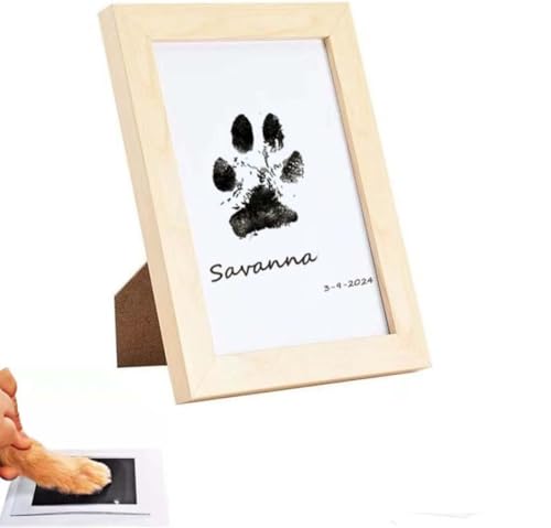 Pet Paw Printing Kit, Baby Handabdruck und Fußabdruck Kit, Pfotenabdruck Kit für Hunde & Katzen, Hundepfotenabdruck Kit Andenken mit Rahmen, Pet Paw Stamp Pad, Tintenloses Touch Stempelkissen für von GINGER TECH