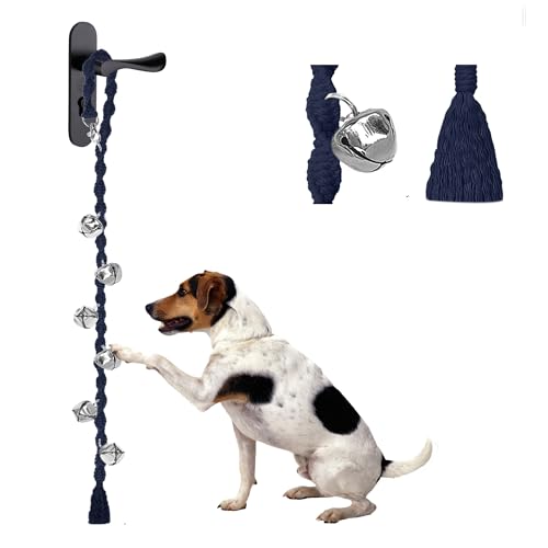 GINIDEAR Hundeglocken zum Hinausgehen & Welpentöpfchentraining, verstellbare Hundetürklingel Ring to Go Töpfchen, handgefertigt mit Premium-Garn, verdrehter Stil, dunkelblau von GINIDEAR