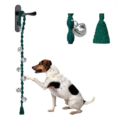 GINIDEAR Hundeglocken zum Hinausgehen & Welpentöpfchentraining, verstellbare Hundetürklingel Ring to Go Töpfchen, handgefertigt mit Premium-Garn, Twisted Style, Dunkelgrün von GINIDEAR