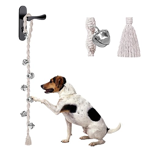 GINIDEAR Hundeglocken zum Hinausgehen, Verstellbare Hundetürklingel, Türglocken für Hunde, Qualität Welpentrainingsglocke Verdrehter Stil, Beige von GINIDEAR