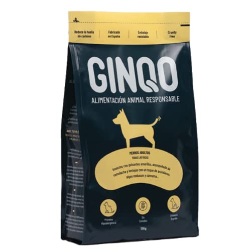 Ginqo Hypoallergenes Hundefutter Trocken aus Insektenprotein für Ausgewachsene 12 kg - Futter Getreidefrei, Glutenfrei, Laktosefreies, 27% Protein von GINQO
