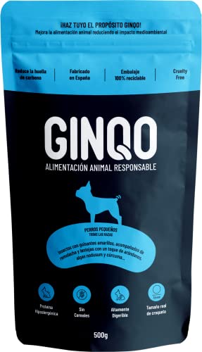 Ginqo Hypoallergenes Hundefutter Trocken aus Insektenprotein für Kleine Hunde - 500g Packung - Futter Getreidefrei, Glutenfrei, Laktosefreies, 29% Protein von GINQO