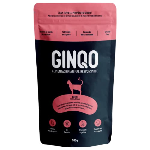 Ginqo Hypoallergenes natürliches Katzenfutter - Insektenproteinfutter (500 gr) von GINQO