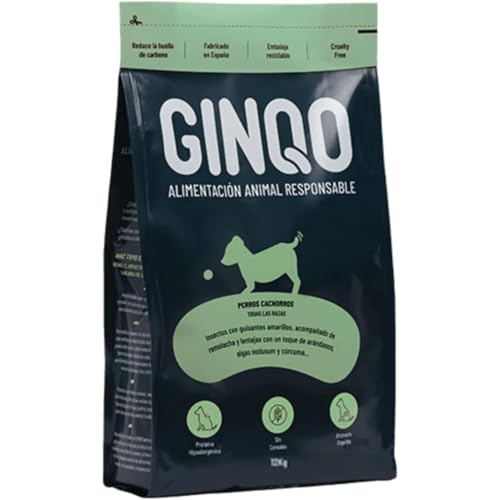 Natürliches Futter für Welpen 12 kg, Futter mit Insektenprotein, hypoallergen, ohne Getreide, glutenfrei, verdauungsfördernd - 32% Protein - Verantwortungsvolle Ernährung von GINQO