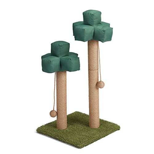 GIOPACO Kratzbaum für Katzen, 76,2 cm hoch, Pixel-Stil, Kratzbaum mit 2 Kratzstangen und Ball, für drinnen und draußen von GIOPACO