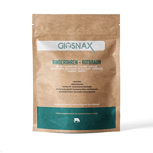 GIOSNAX Rinderohren für Hunde getrocknet, Hundeleckerli aus 100% Rind, Hundeknochen als Einzelfuttermittel (15 Stück, Rotbraun) von GIOSNAX