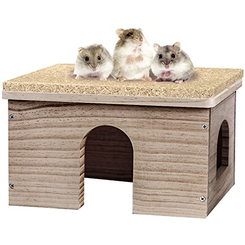 Meerschweinchen Holzhaus mit Fenster, Kleintiere Hütte Versteck Natürlicher Habitat Käfig für Meerschweinchen, Hamster, Chinchillas von GIRVEM