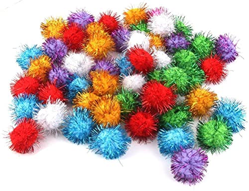 GIVBRO Lametta-besprühte Pompons Bälle für Katzen, 3,5 cm, 50 Stück von GIVBRO