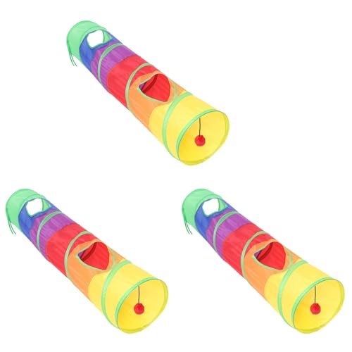 GIWFBQTR 3X Katzentunnel Haustier Faltbares Spiel Spielzeug Drinnen Draußen Kitty Welpen Spielzeug für Puzzle Trainieren Verstecken Training und mit SpaßBall von GIWFBQTR