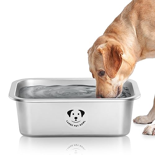 Edelstahl-Hundenäpfe für große Hunde, 1,77 Gallonen, hohe Kapazität, Metall-Futternäpfe, ideale Futter- und Wassernäpfe für große, große und große Hunde von FOXCUP