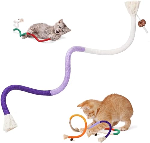 GJV Katzenspielzeug Kauseile mit nachfüllbarer natürlicher Katzenminze, sicheres Zahnreinigungsspielzeug für Indoor-Kätzchen, interaktives Katzenminze, Kitty-Spielzeug für alle Rassen, 70 cm (lila) von GJV