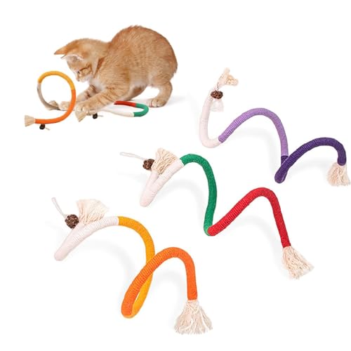 GJV Katzenspielzeug Kauseile mit nachfüllbarer natürlicher Katzenminze, sicheres Zahnreinigungsspielzeug für Kätzchen, interaktives Katzenminze, Kätzchenspielzeug für alle Rassen, 70 cm (3 Stück) von GJV