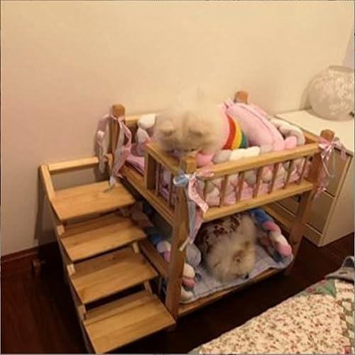 GJVBGA Etagenbett für kleine, mittelgroße und große Hunde, abnehmbares, doppellagiges Haustierbett mit Treppe (Größe: XL, Farbe: C) von GJVBGA