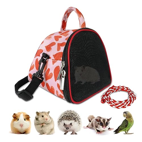 GKPONSX Tragbare Hamster-Tragetasche, Meerschweinchen-Reisetasche, Kleintier-Outdoor-Hangbag mit Reißverschluss und Gurt für Igel, Hamster, Chinchillas, Eichhörnchen, Papageien, Zuckergleiter von GKPONSX