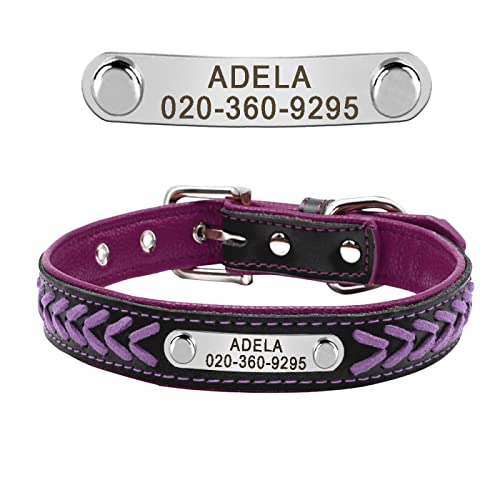 Individuell Graviertes Hundehalsband Aus Leder, Handgewebtes Hundehalsband Mit ID-Namen, Personalisiertes Hunde-ID-Tag, Anti-Verlust-Halsband, Verstellbares Anti-Verlust-Hundehalsband Für Ch von GKRB