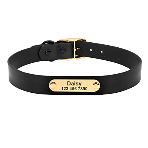 Maßgeschneidertes Hundehalsband Für Den Außenbereich, PVC, Wasserdicht, Personalisiertes Halsband Für Hunde-ID, Name Und Telefonnummer, Labrador-Schäferhund, Bulldoggenhalsband,Schwarz,S von GKRB