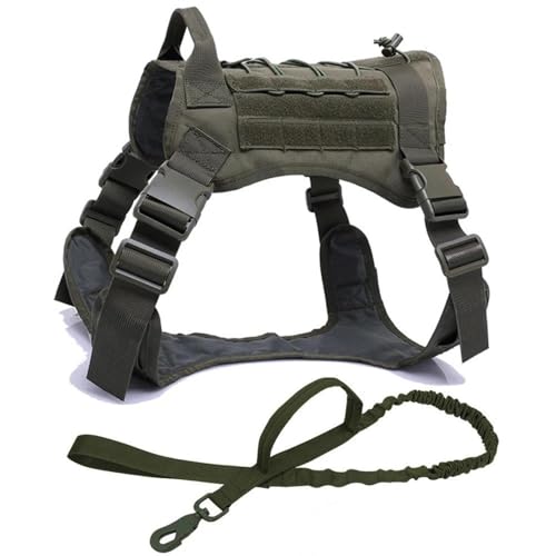 Militärisches Taktisches Hundegeschirr Für Outdoor-Hunde, Camping, Training, Jagdgeschirr, Weste, Strapazierfähiges Nylon, Verstellbares Hundegeschirr Für Labrador-Schäferhunde,A Und Leine,X von GKRB