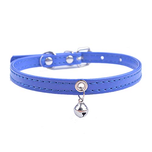 Modisches Katzenhalsband Mit Glöckchen, Verstellbares Einfarbiges Hundehalsband, PU-Leder-Katzenhalsband Für Kleine Und Mittelgroße Katzen,Navy Blau,S von GKRB