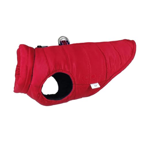 Outdoor Wind- Und Wasserdicht Einfarbige Haustierjacke Winter Verdickte Warme Hundejacke Kleidung Chihuahua Mops Pudel Yorkshire Schnauzer Weste Jacke,Rot,2XL von GKRB