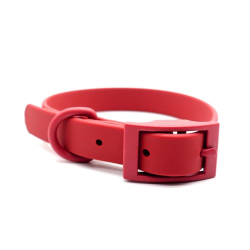 PVC Wasserdichtes Haustierhalsband, Verstellbares Katzen- Und Hundehalsband, Leicht Zu Reinigendes Hundehalsband, Outdoor-Hundetraining, Camping, Jagdhalsband,Rot,L 37-47cm von GKRB