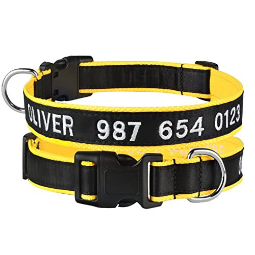 Personalisiertes Besticktes Hundehalsband, Strapazierfähiges Nylon-Hundehalsband, Individuelles Hunde-ID-Namenshalsband, Anti-Verlust, Verstellbares Haustierhalsband,D,L von GKRB