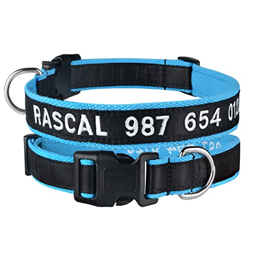 Personalisiertes Besticktes Hundehalsband, Strapazierfähiges Nylon-Hundehalsband, Individuelles Hunde-ID-Namenshalsband, Anti-Verlust, Verstellbares Haustierhalsband,F,M von GKRB