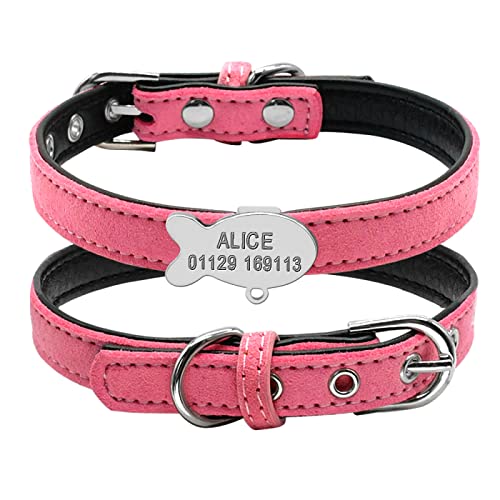 Personalisiertes Katzenhalsband, Personalisierbar, Verstellbar, Hunde-ID, Name, Telefonnummer, Anti-Verlust-Katzen- Und Hundehalsband, Leder-Haustierhalsband, Chihuahua-Mopshalsband,A,S von GKRB