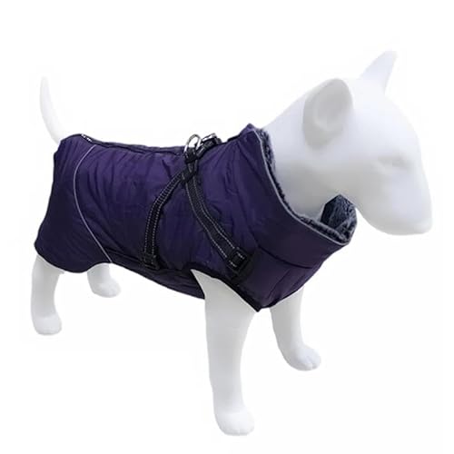 Reflektierende Wind- Und wasserdichte Hundejacke Für Den Außenbereich, Einfarbig, Mit Geschirr, Winter-Warmer Pelzkragen, Haustierjacke, Mittelgroße Und Große Hundejacke Für Französische Bul von GKRB