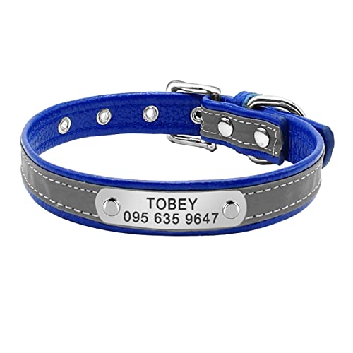 Reflektierendes, Verstellbares Hundehalsband Für Den Außenbereich, Personalisiertes Hundehalsband, Leder-Hundekatzen-ID-Halsband, Individuell Graviertes Hundehalsband Mit Namensschild Für Ch von GKRB