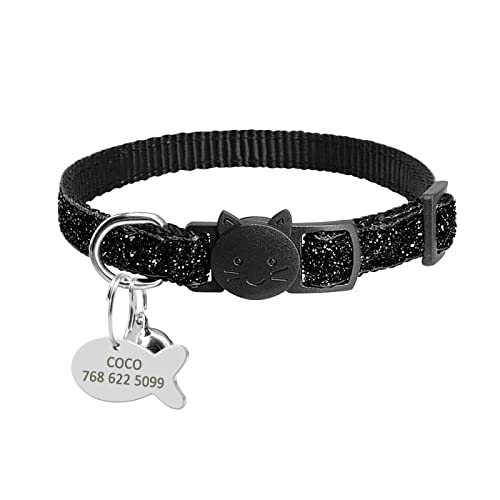 Schnellverschluss-Katzenhalsband, Sicheres Breakaway-Katzenhalsband, Personalisiertes Katzen- Und Hundehalsband, Individuelle Katzenhalsband-Halskette Mit Glöckchen Für Chihuahua, Mops,G,S-H von GKRB