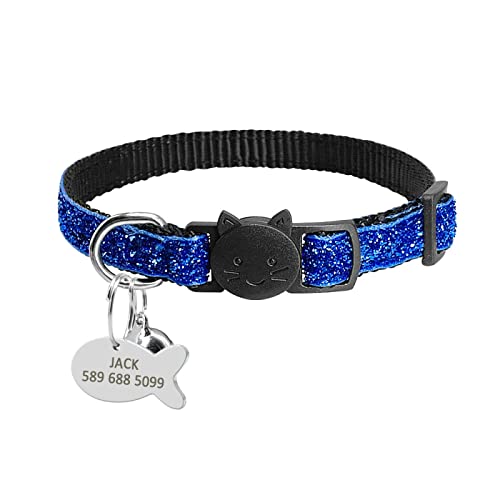 Schnellverschluss-Katzenhalsband, Sicheres Breakaway-Katzenhalsband, Personalisiertes Katzen- Und Hundehalsband, Individuelle Katzenhalsband-Halskette Mit Glöckchen Für Chihuahua, Mops,H,S-H von GKRB