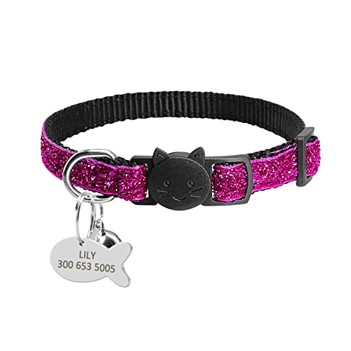 Schnellverschluss-Katzenhalsband, Sicheres Breakaway-Katzenhalsband, Personalisiertes Katzen- Und Hundehalsband, Individuelle Katzenhalsband-Halskette Mit Glöckchen Für Chihuahua, Mops,ICH,S von GKRB