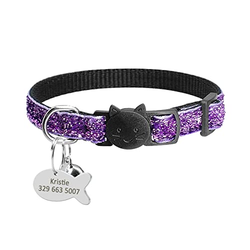 Schnellverschluss-Katzenhalsband, Sicheres Breakaway-Katzenhalsband, Personalisiertes Katzen- Und Hundehalsband, Individuelle Katzenhalsband-Halskette Mit Glöckchen Für Chihuahua, Mops,J,XS- von GKRB