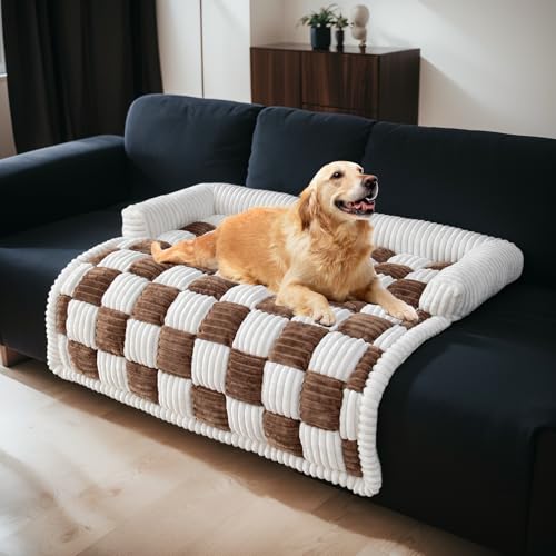 GKXLH Hundebetten für große, mittelgroße und kleine Hunde – weiches, gemütliches Flanell-Hundebett, waschbar, große Hunde, dicke Haustier-Couchbezüge für Sofa für Möbel, Größe M, 90 x 90 cm von GKXLH