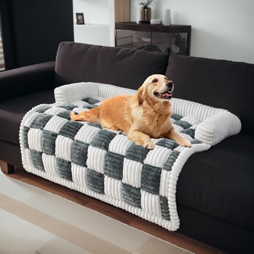 Hundebetten für große, mittelgroße und kleine Hunde – weiches, gemütliches Flanell-Hundebett, waschbar, große Hunde, dicke Haustier-Couchbezüge für Sofa für Möbel, Größe M, 90 x 90 cm von GKXLH