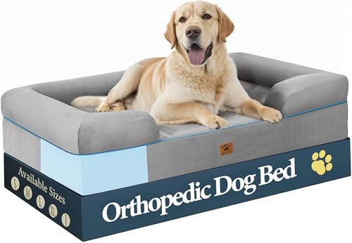 GLADOG Orthopädisches Jumbo-Hundebett mit Memory-Schaum, zertifiziert von CertiPUR-US®, Premium-Samtbezug, atmungsaktiv und waschbar, weiches Hundesofa, wasserdichtes Futter, rutschfeste Unterseite, von GLADOG