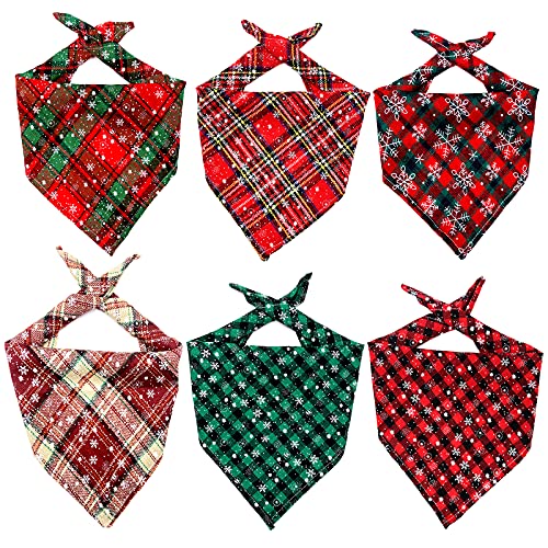 GLAITC 6 Stück Weihnachten Haustier Bandana, Haustier Bandanas Hund Dreieckstuch Weihnachts-Haustier-Schal Schneeflocken-Halstuch für Haustiere für Weihnachten Winter Hund Katze Haustierkostüm (6) von GLAITC